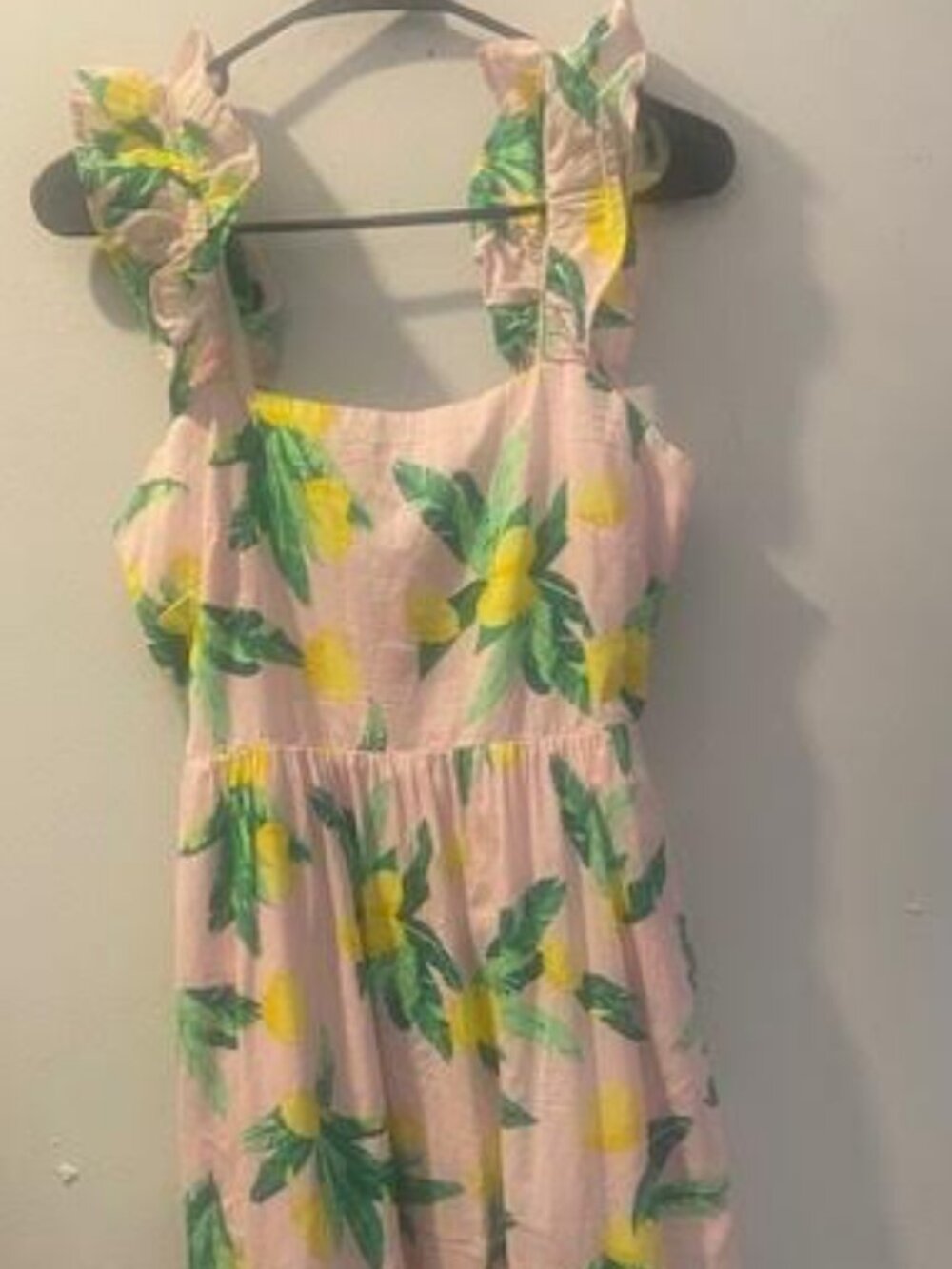 J.Crew Lemon Print Ruffle Strap Midi Dress Size 4 - Picture 3 of 7